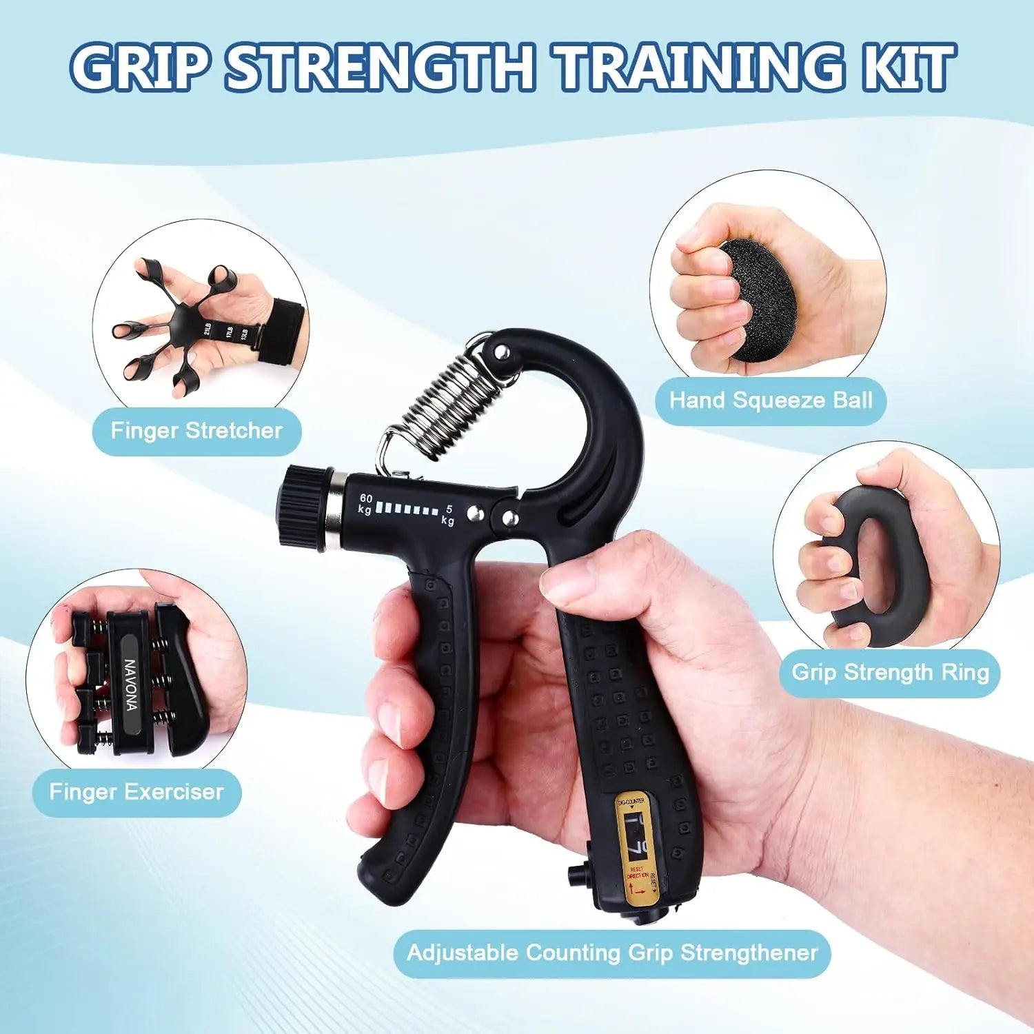 Adjustable Hand Gripper and Finger Exercisers Kit