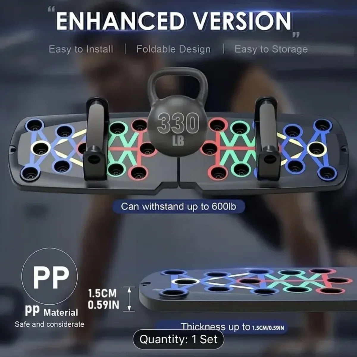 Black Rubber Push Up Board for Strength Training