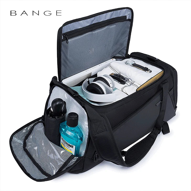 OZUKO Waterproof Canvas Gym Bag for Men Black Grey