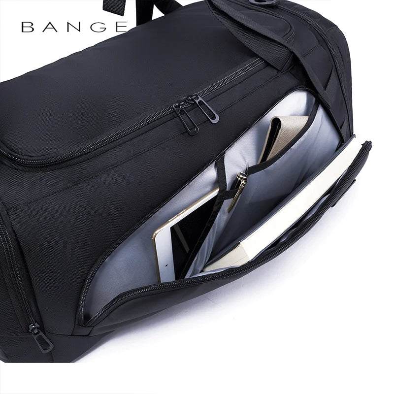 OZUKO Waterproof Canvas Gym Bag for Men Black Grey