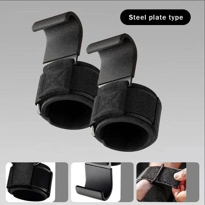 Weight Lifting Hooks with Adjustable Wrist Wraps