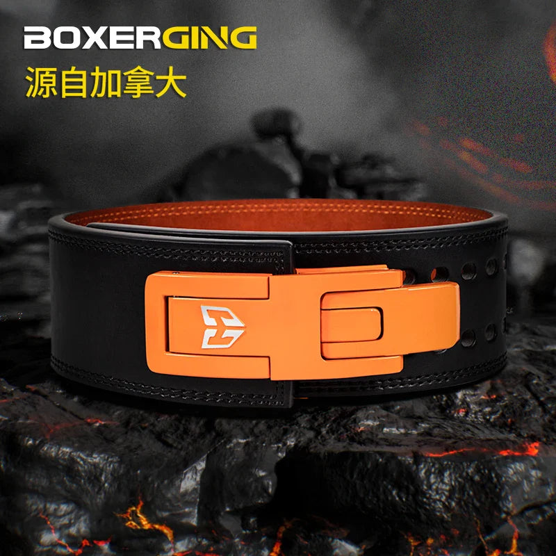 Men's Genuine Leather Powerlifting Belt Quick Release