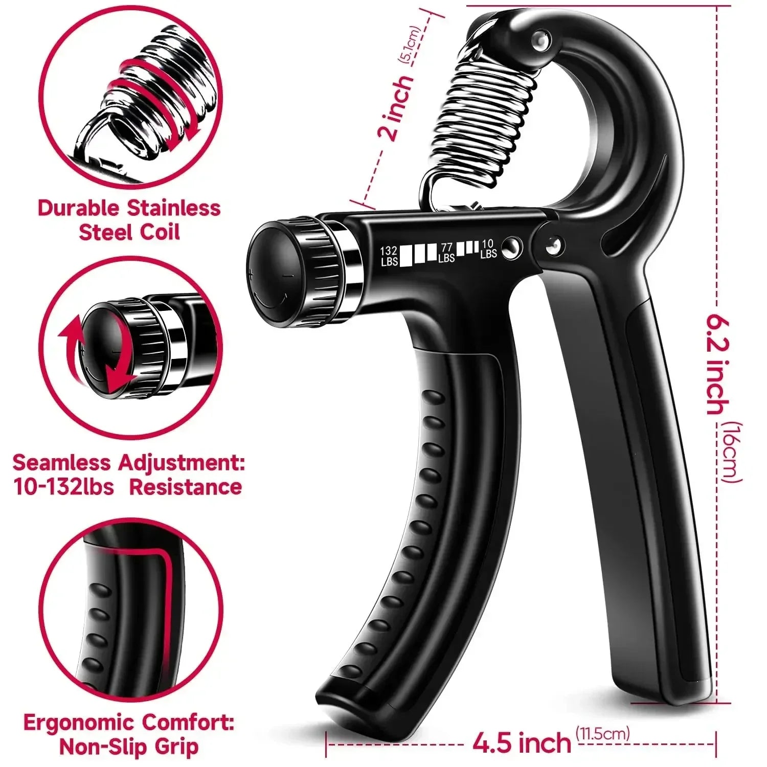 Adjustable Hand Gripper 5-60Kg for Strength Training
