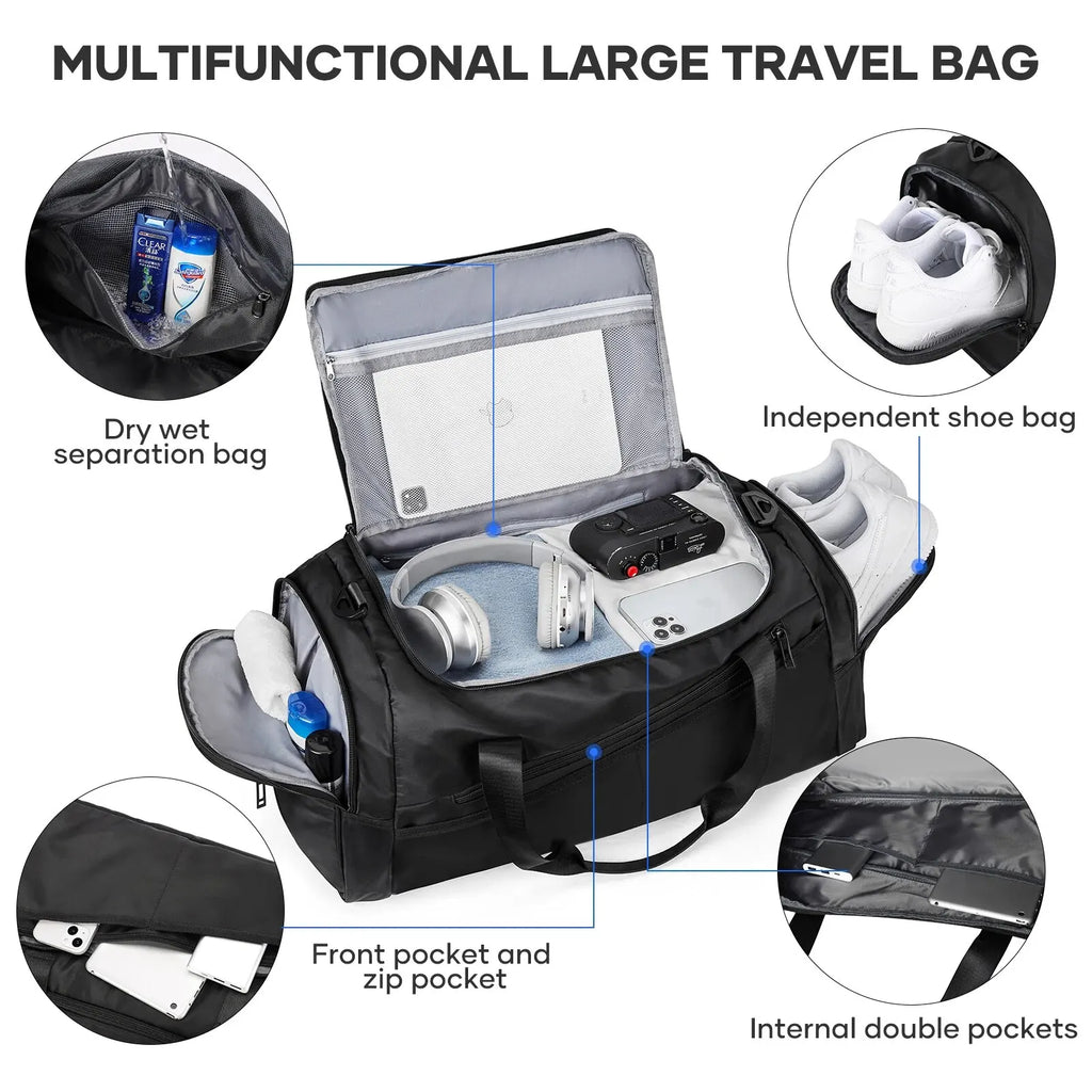 Likros 40L Lightweight Foldable Gym Bag with Shoes Compartment