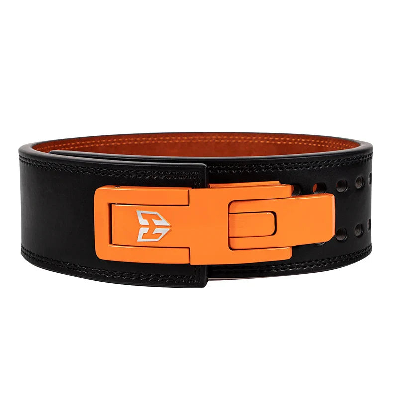Men's Genuine Leather Powerlifting Belt Quick Release