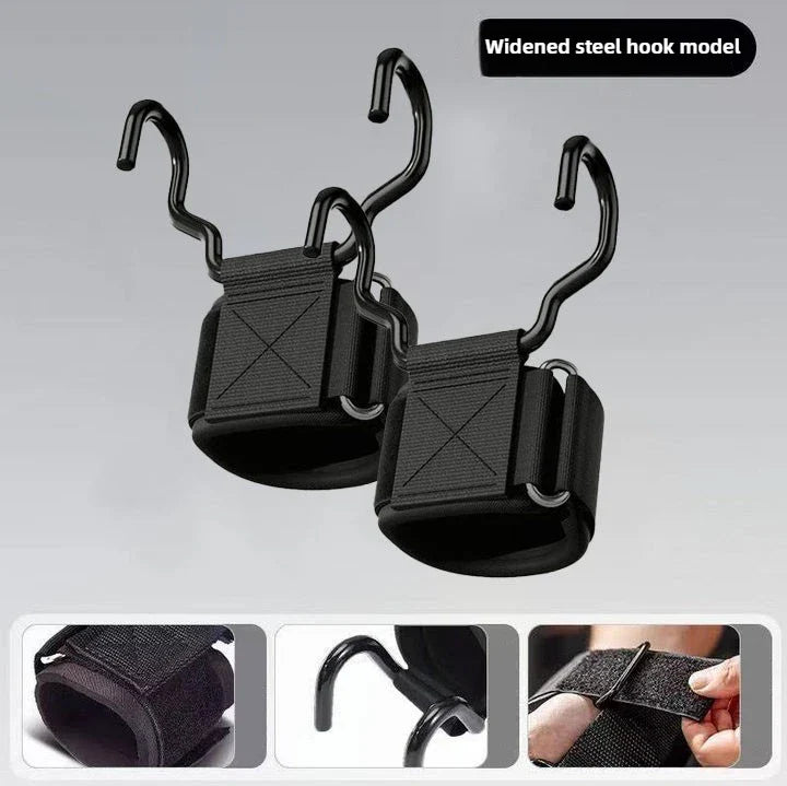 Weight Lifting Hooks with Adjustable Wrist Wraps