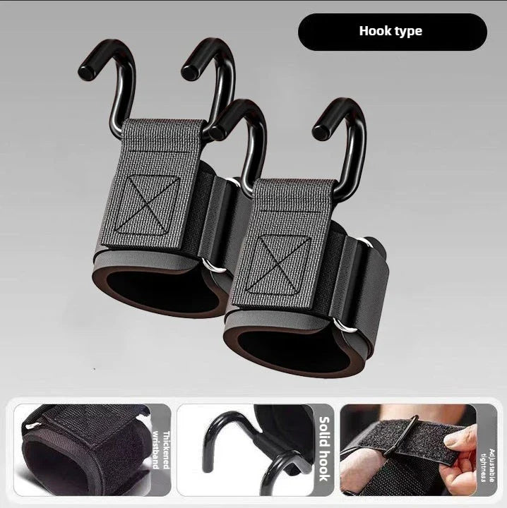 Weight Lifting Hooks with Adjustable Wrist Wraps