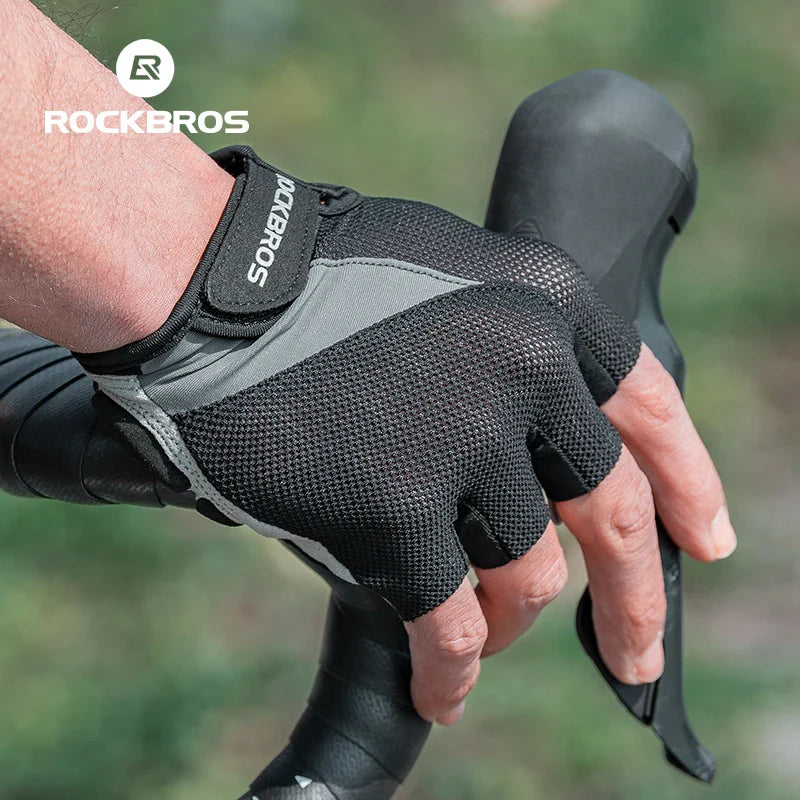 ROCKBROS Fingerless Cycling Gloves Microfiber Shock-Absorbing