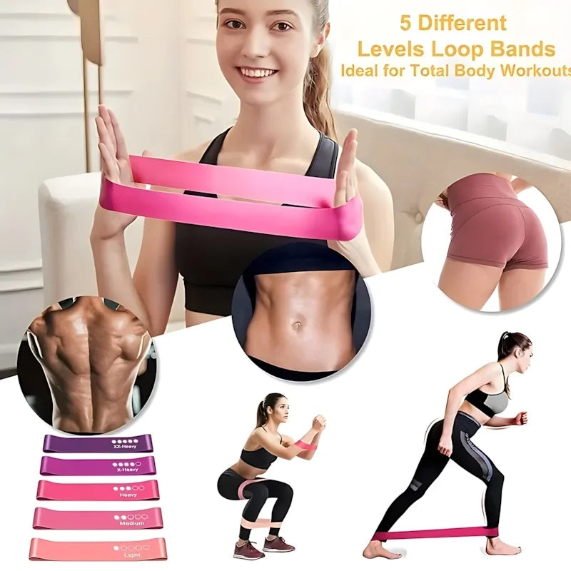 Pink Resistance Bands Set for Leg and Butt Workouts