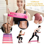 Pink Resistance Bands Set for Leg and Butt Workouts