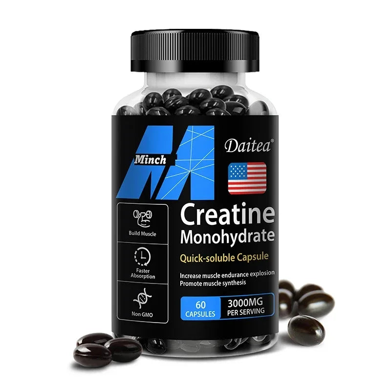 Creatine Monohydrate 3000 Mg Capsules for Muscle Growth