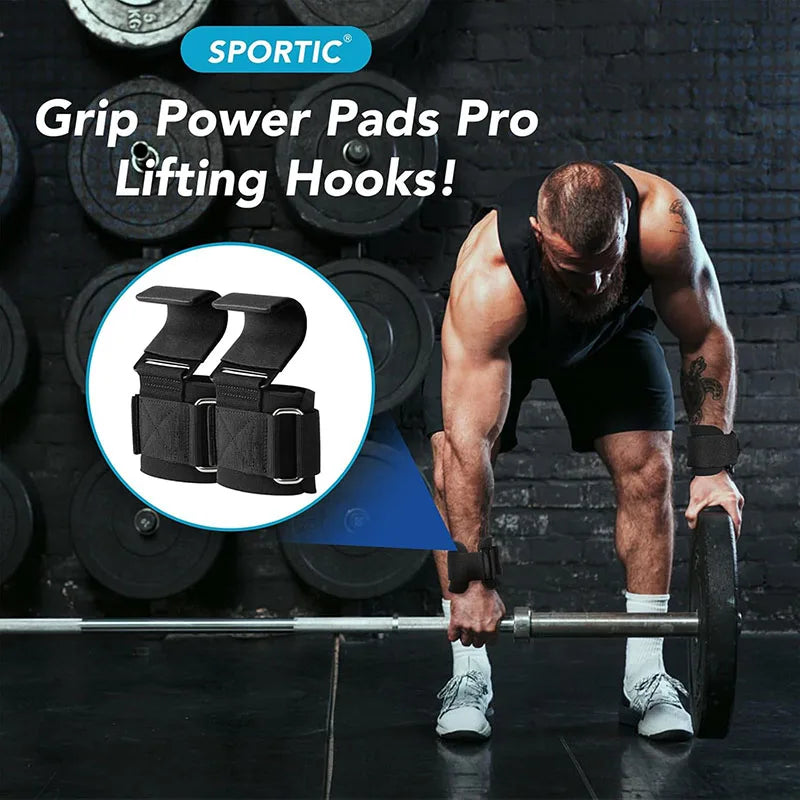 Weight Lifting Hooks with Adjustable Wrist Wraps