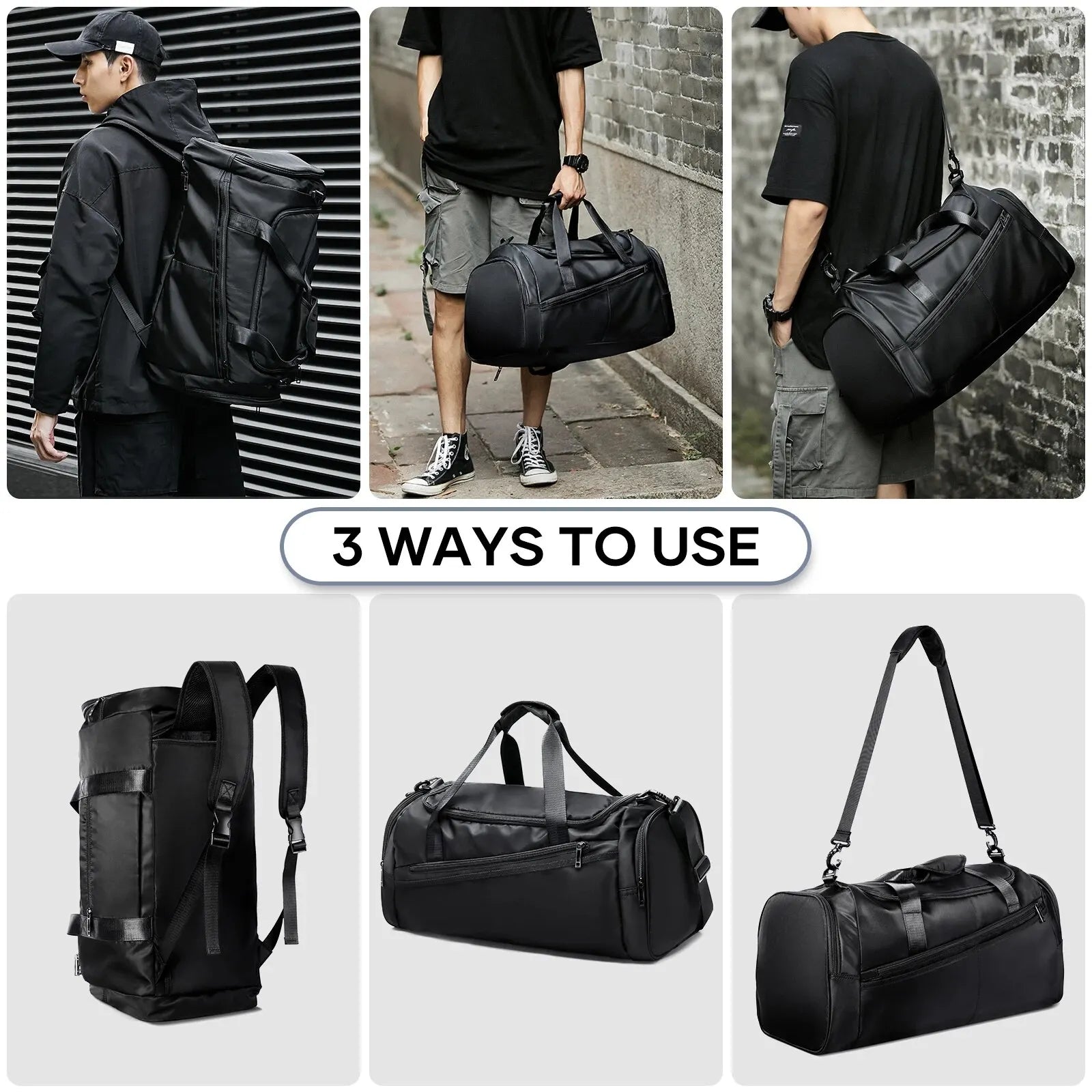 Likros 40L Lightweight Foldable Gym Bag with Shoes Compartment