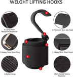 Weight Lifting Hooks with Adjustable Wrist Wraps