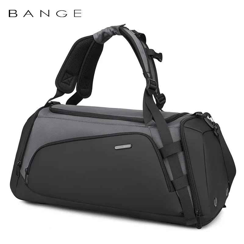 OZUKO Waterproof Canvas Gym Bag for Men Black Grey