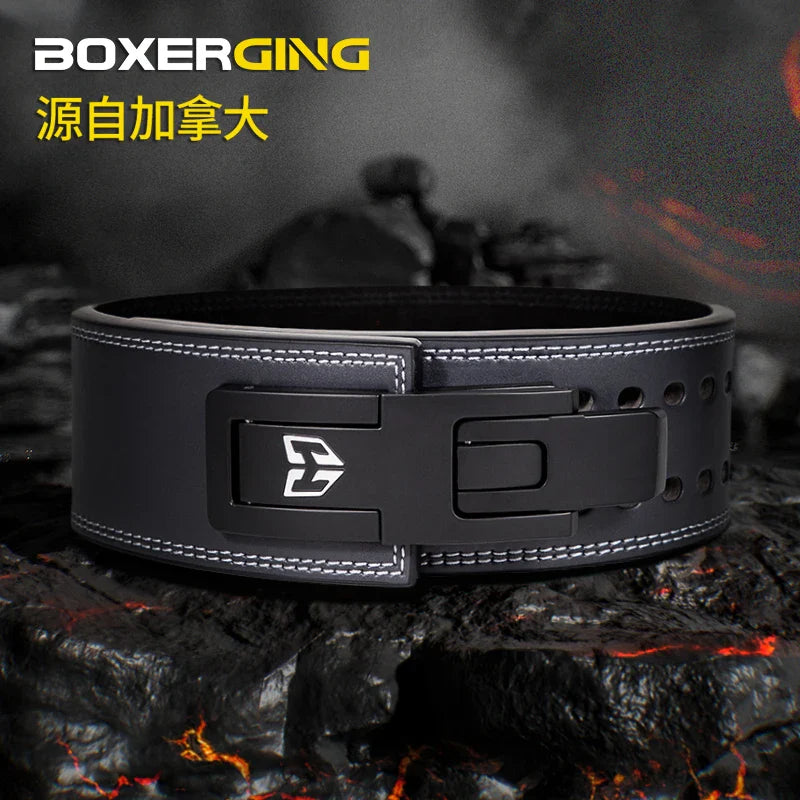 Men's Genuine Leather Powerlifting Belt Quick Release